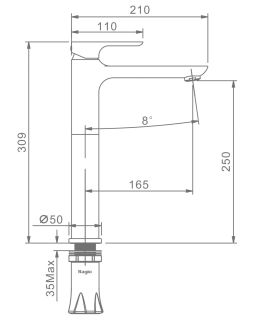 Высокий смеситель для раковины Raglo R03.15.09 графит